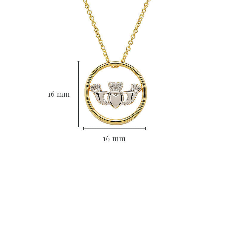 14kt Gold Vermeil Celtic Claddagh Necklace