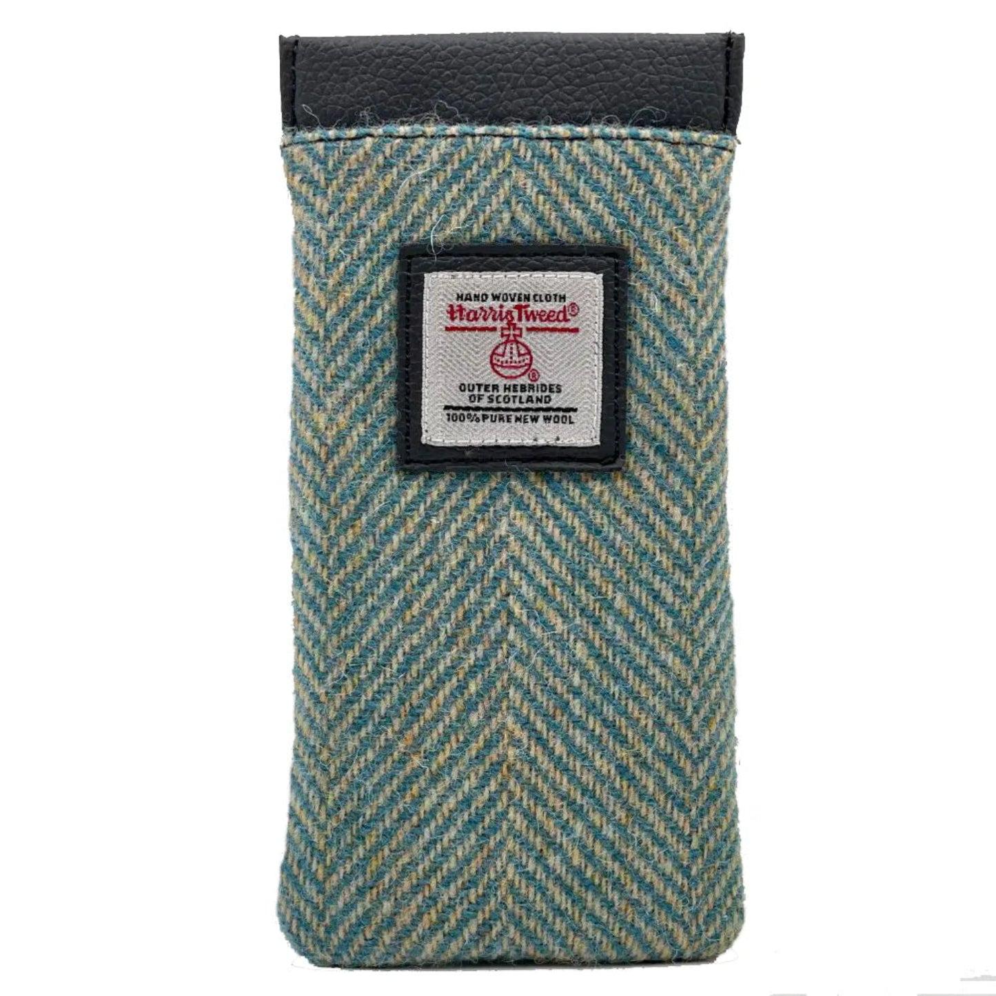 Harris Tweed phone case with a visible brand label on a white background