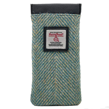 Harris Tweed phone case with a visible brand label on a white background
