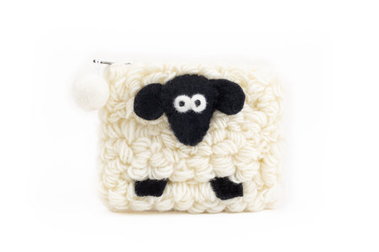 Knitted Wool Purse Sheep