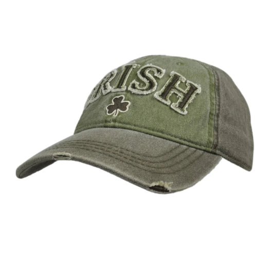 Green cap with 'Irish' and a clover leaf on a white background