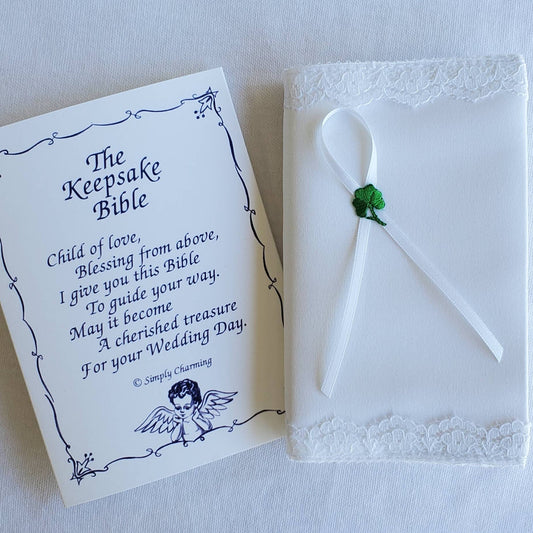 Keepsake Baby Bible With Shamrock