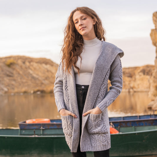 Classic Fit Long Cardigan with Hood