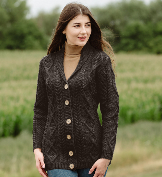 Ladies Shawl Collar Cardigan