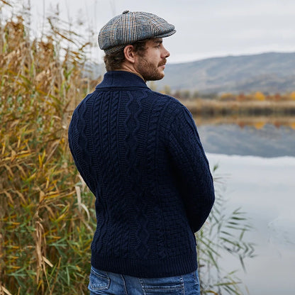 Mens-Zipper-Irish-Knit-Cardigan