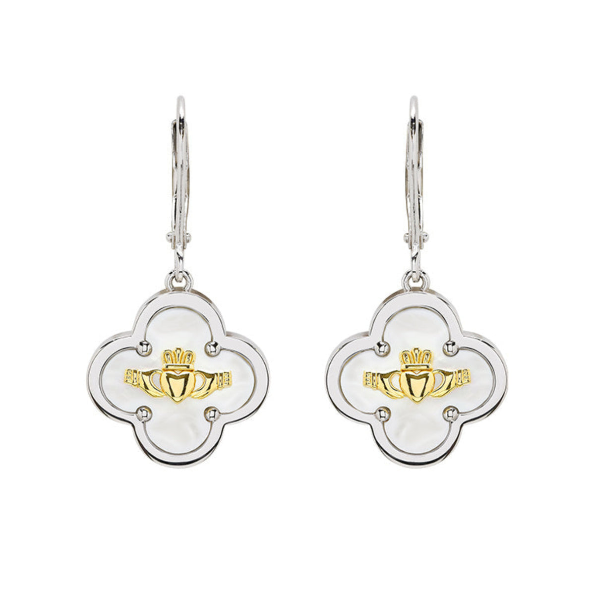 Mother of pearl claddagh drop earrings