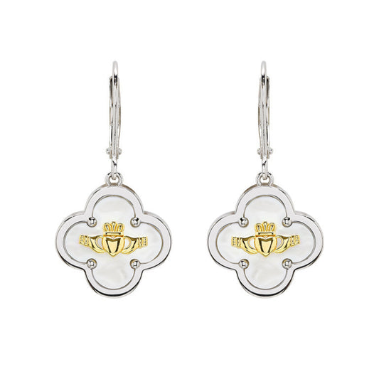 Mother of pearl claddagh drop earrings