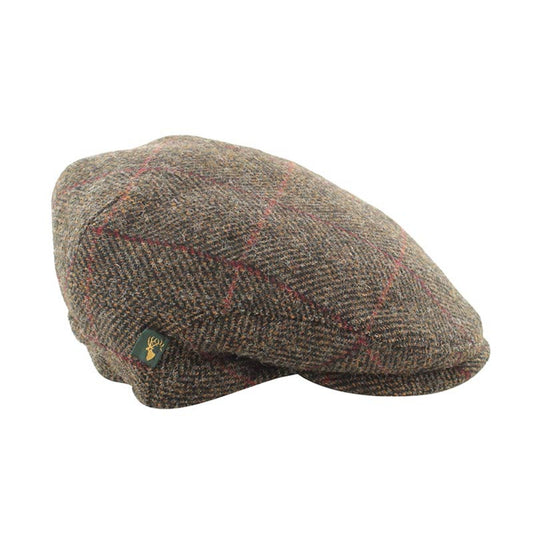 Herringbone patterned cap on a white background