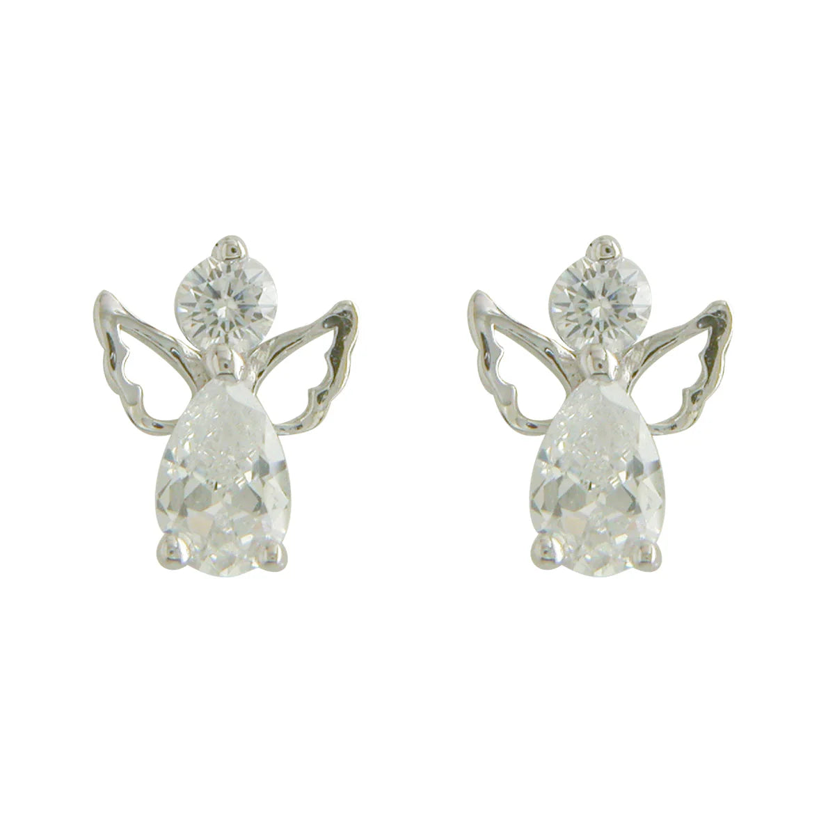 Silver cz Angel Stud Earrings