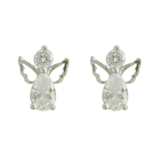 Silver cz Angel Stud Earrings