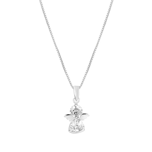 Silver cz Angel Pendant
