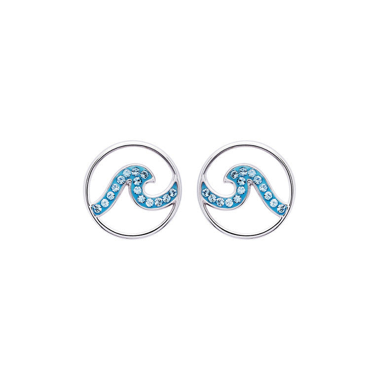 Sterling Silver Wave Aqua Earrings