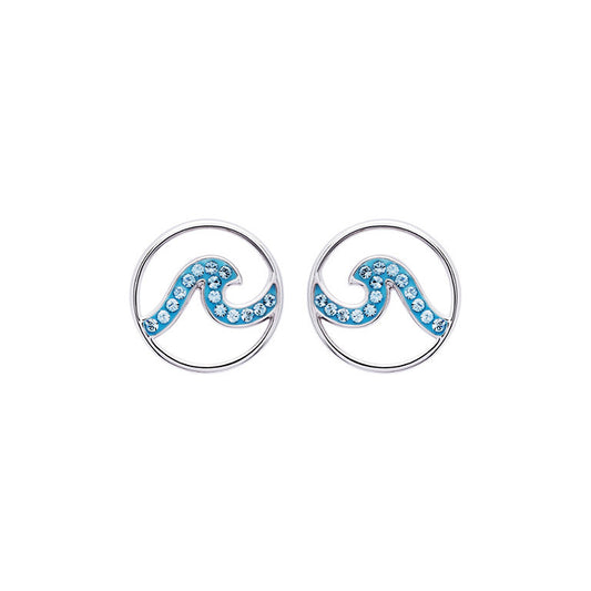 Sterling Silver Wave Aqua Earrings