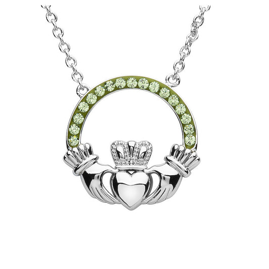 Platinum Peridot Claddagh Pendant