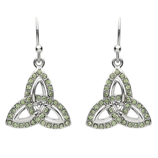 Platinum Plate Peridot Trinity Earrings