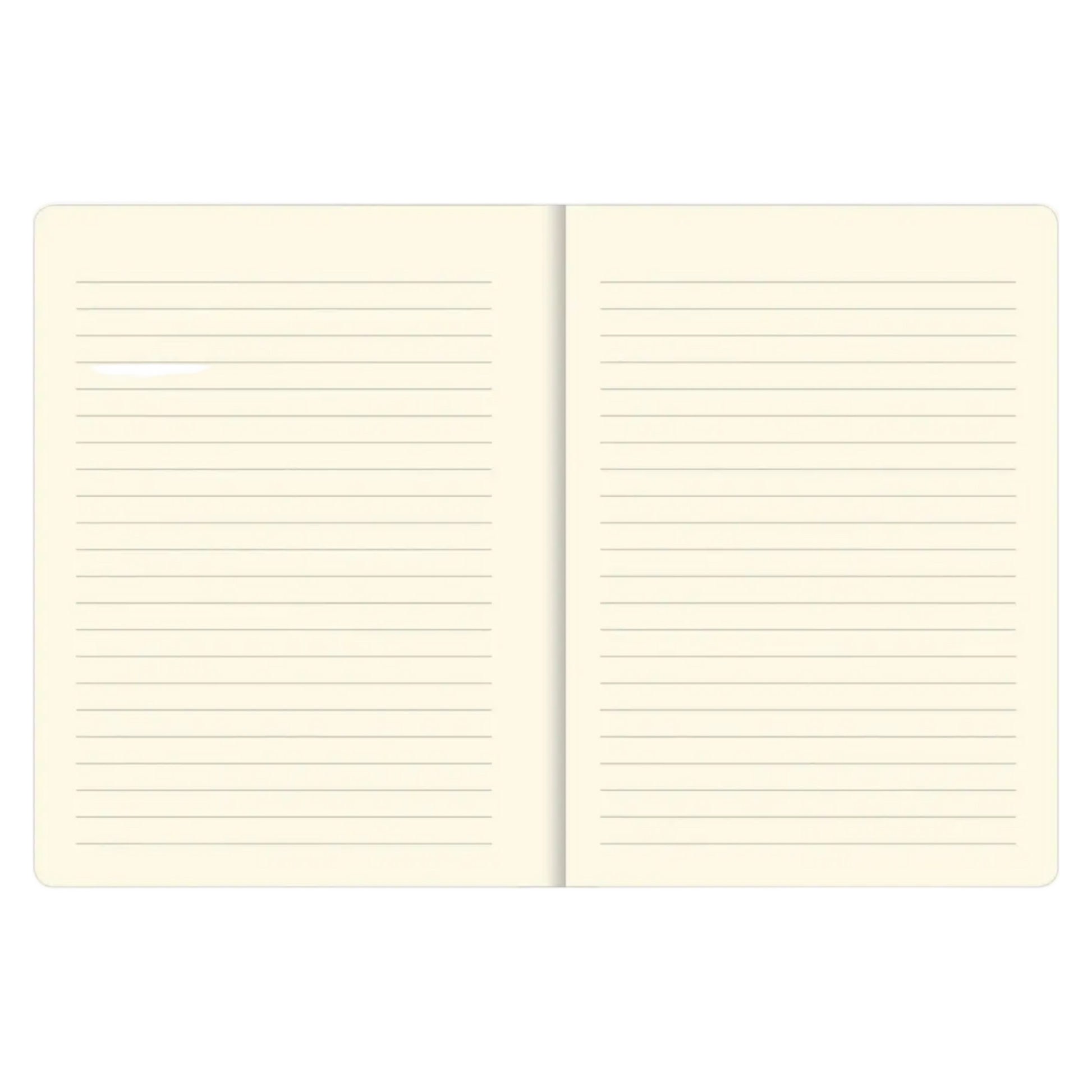 Double-sided lined pages bound in a book.
