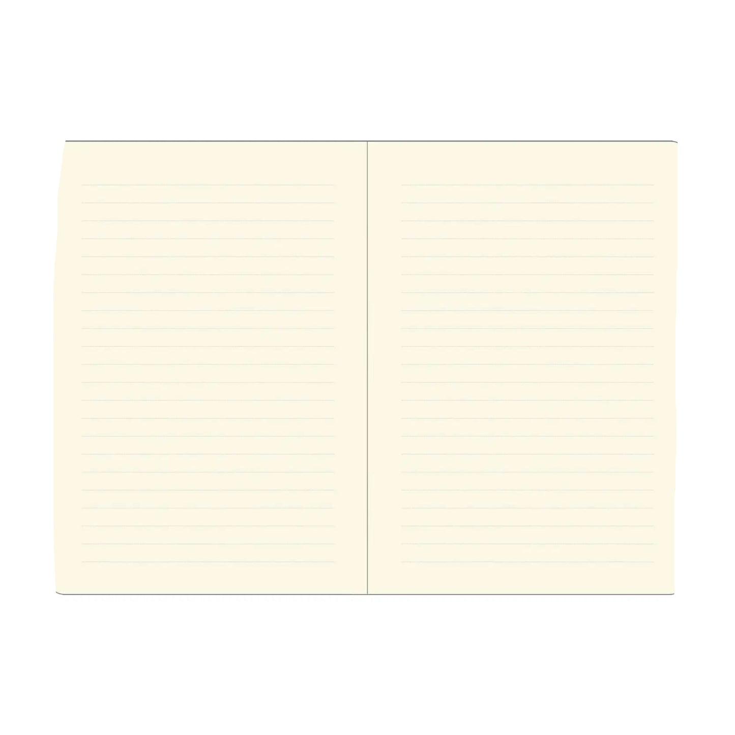 Double-sided lined paper in a bound book.