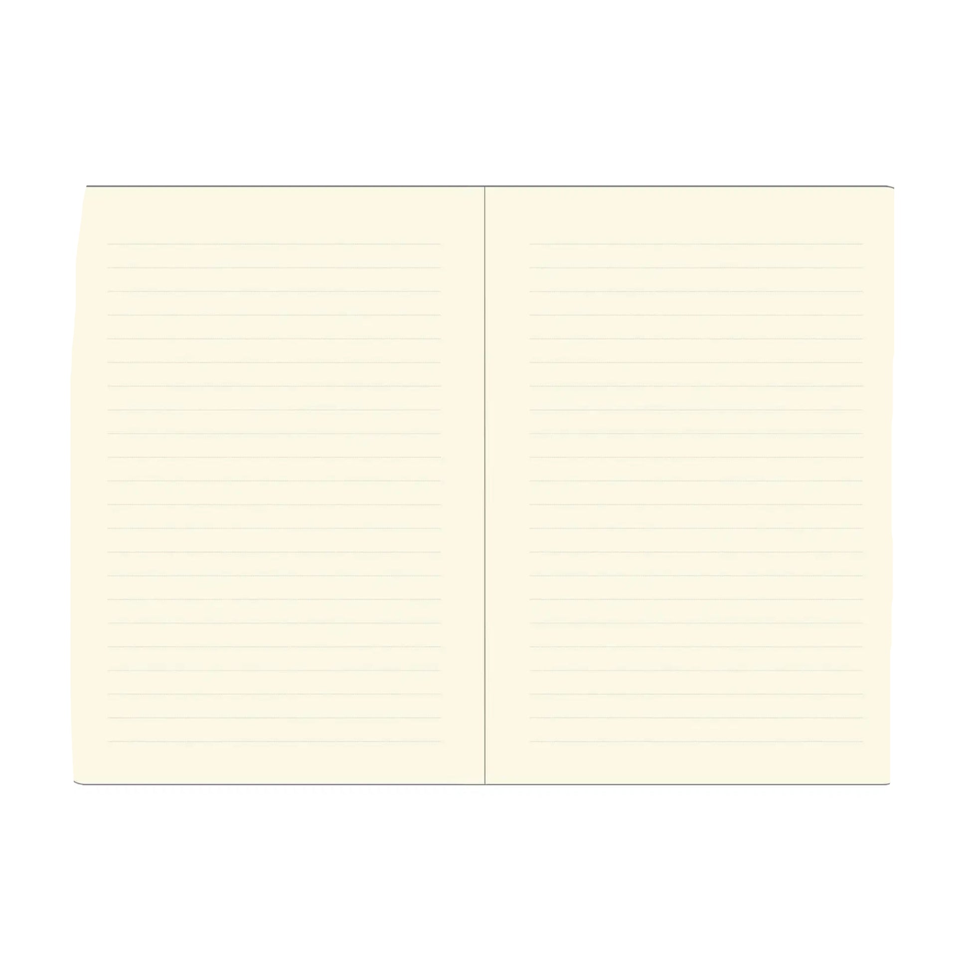 Double-sided lined paper in a bound book.