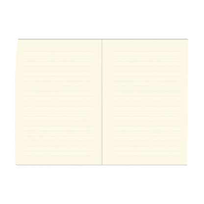 Double-sided lined paper in a bound book.