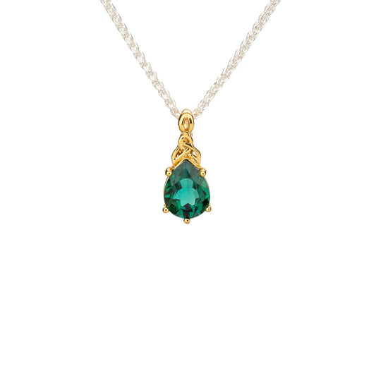 24k Vermeil over Silver Lab Grown Emerald Trinity Pendant