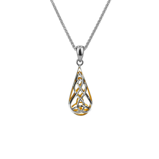 Silver with 22k Gold Gilding Trinity Teardrop Pendant