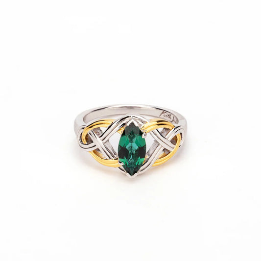 Emerald Ring in Sterling Silver & 18k Gold Vermeil