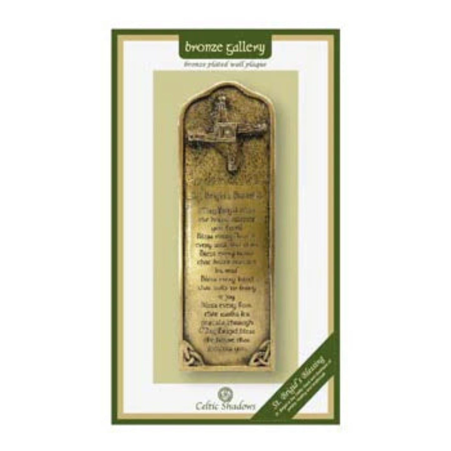 Bronze blessing plaque in a white cardboard presentation box.