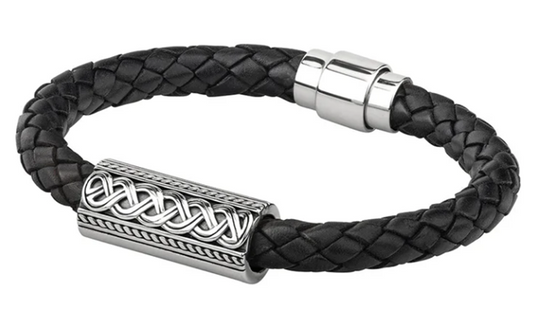 Silver Celtic Knot Leather Bracelet