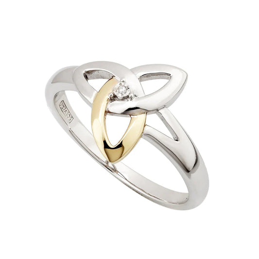 Gold And Silver Diamond Trinity Knot Ring