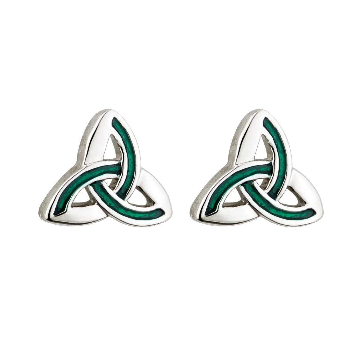 Rhodium Lucky Enamel Trinity Stud Earrings