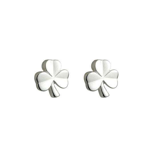 Kids Silver Shamrock Stud Earrings