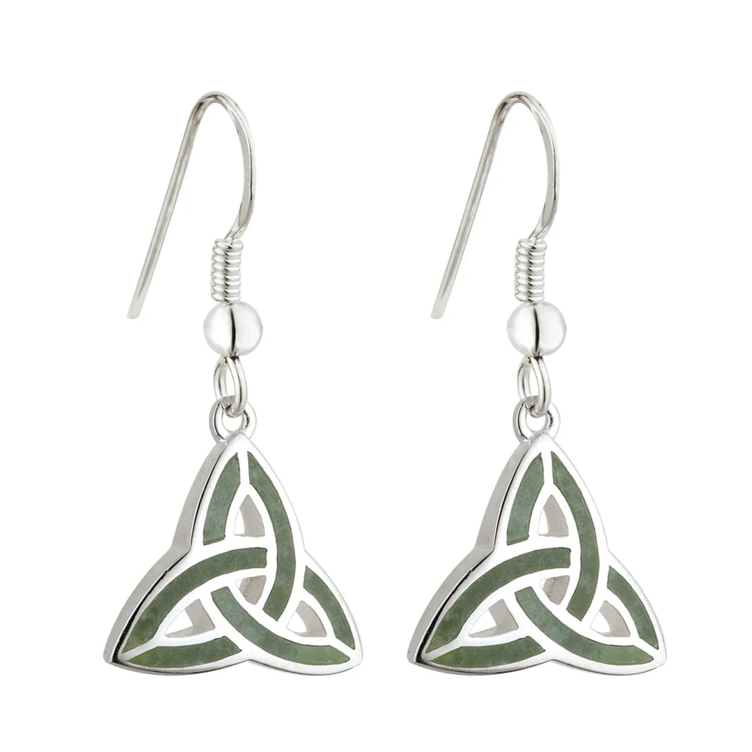 Silver Connemara Trinity Knot Drop Earrings