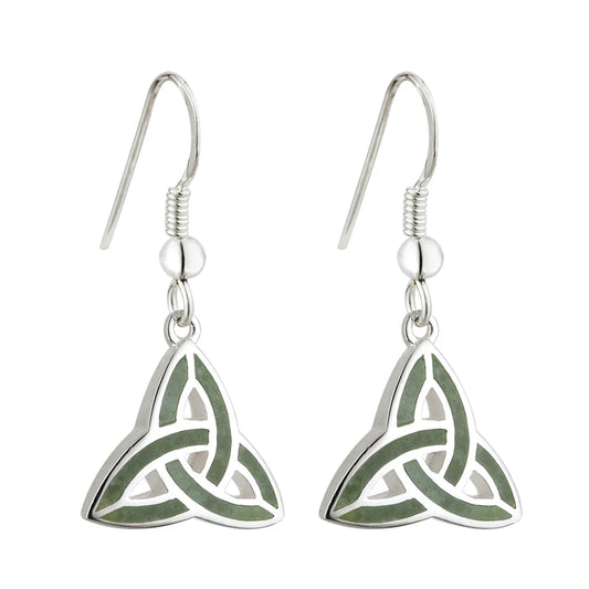 Silver Connemara Trinity Knot Drop Earrings
