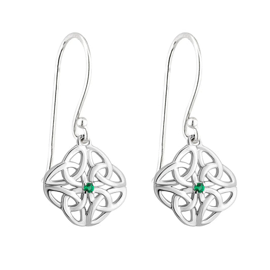 Silver Acara Crystal Celtic Knot Drop Earring