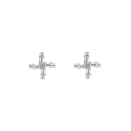 Acara, Sterling Silver St Brigid's Cross Stud Earrings