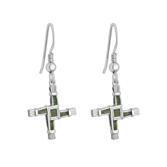 Connemara Marble St Brigids Cross Drop Earrings