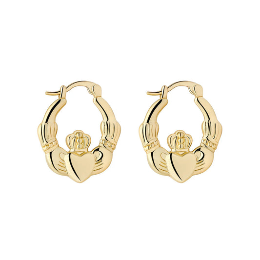 Gold Plated Small Claddagh Creole Earrings