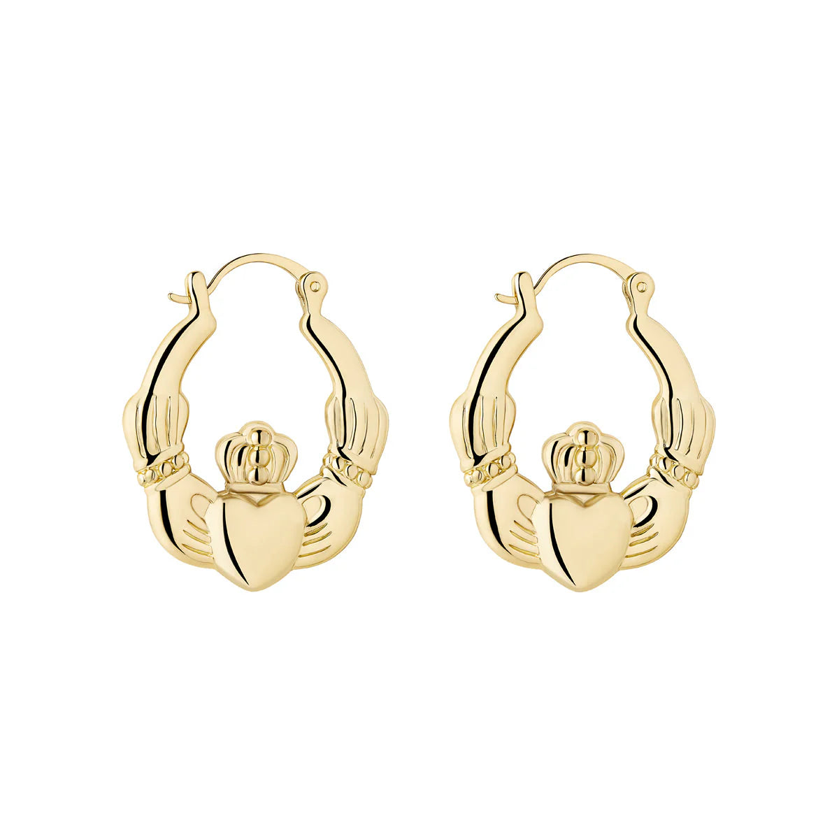 Gold Plated Large Claddagh Creole Earrings