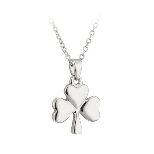 Rhodium Plated Lucky Shamrock Pendant