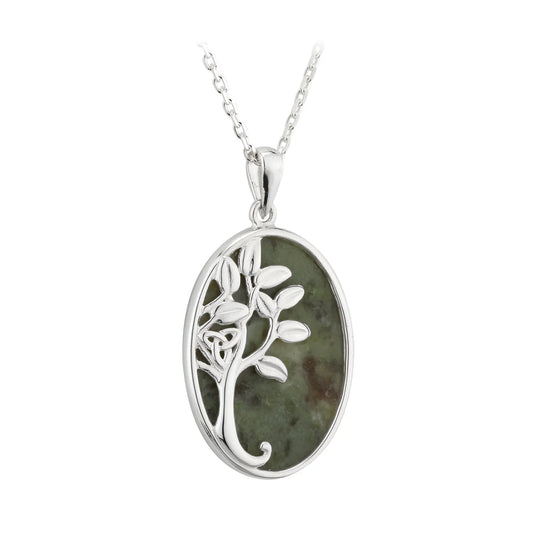 Connemara Marble Oval Irish Tree Of Life Necklace