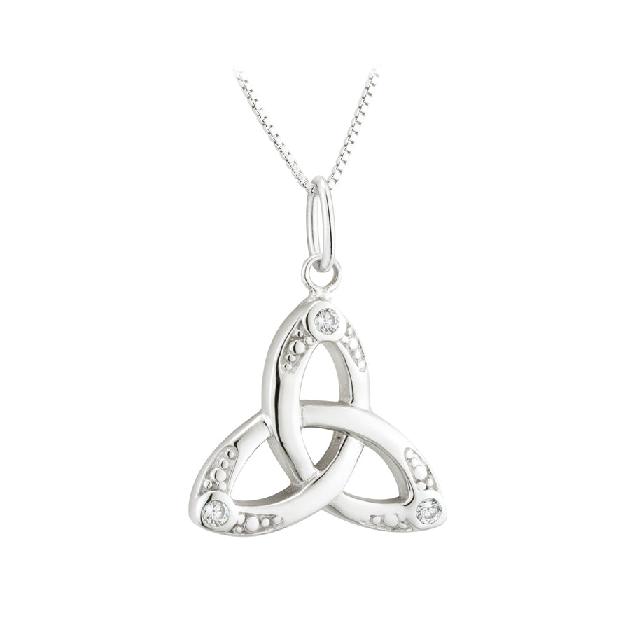 Silver Acara Crystal Trinity Knot Pendant