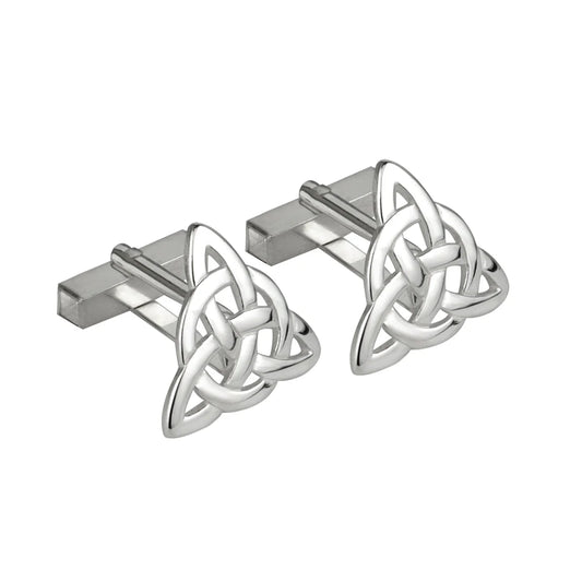 Rhodium Plated Celtic Knot Cufflinks