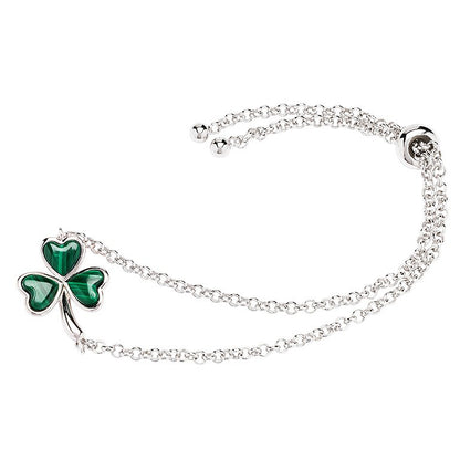 Sterling Silver Shamrock with Malachite Bracelet