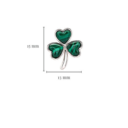 Sterling Silver Malachite Shamrock stud Earrings