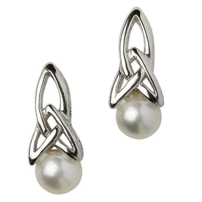 Celtic Silver Pearl Earrings - SECP1