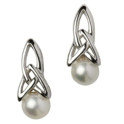 Celtic Silver Pearl Earrings - SECP1