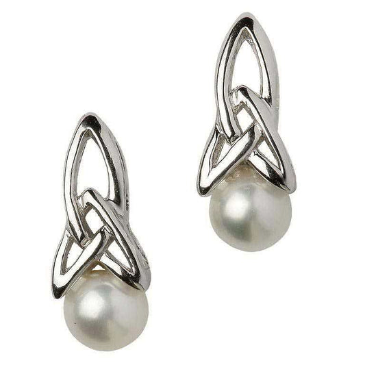 Celtic Silver Pearl Earrings - SECP1
