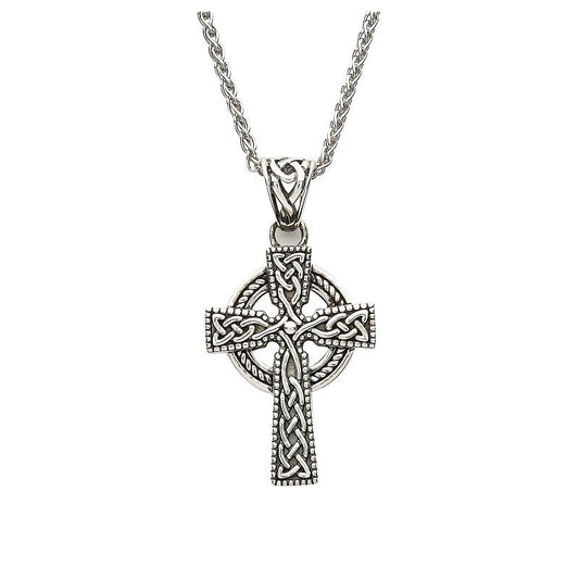 Sterling Silver Unisex Celtic Cross with 03 Spiga 20"