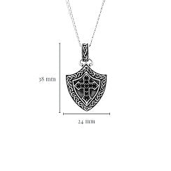 Sterling Gents Black Spinel Shield Pendant Hunter Collection