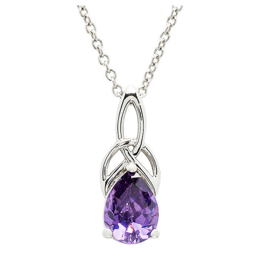 Cubic Zirconia Amethyst Trinity Knot Necklace